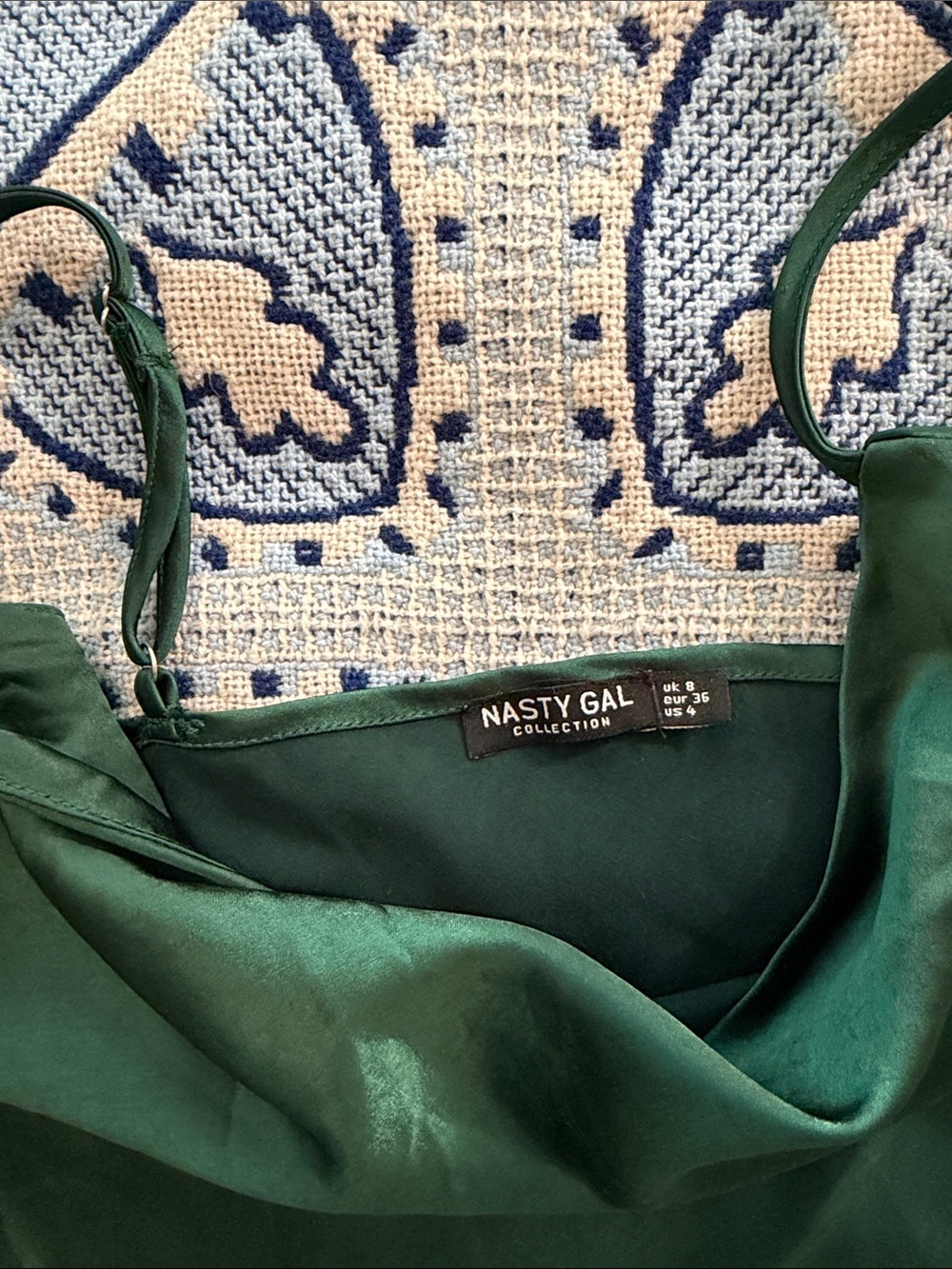 Nasty Gal Emerald Green Satin Cowl Slip Mini Dress - Picture 2 of 4